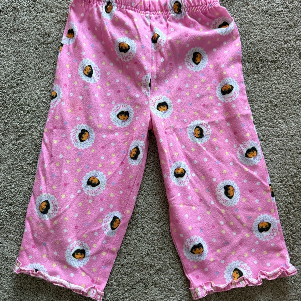 Y2K Pink Kids Pajamas with Dora Character Print